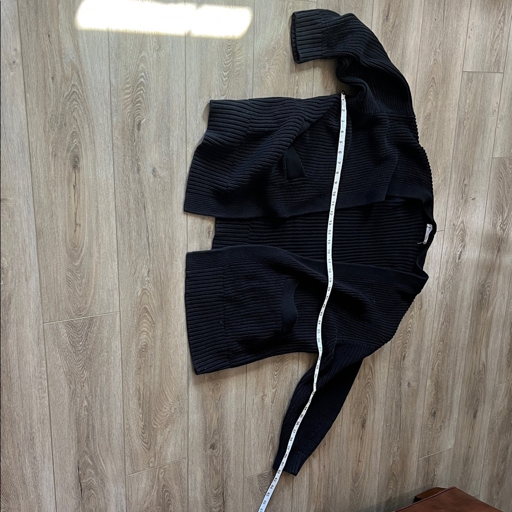 Black Ribbed Women's open front everlane cardigan xl